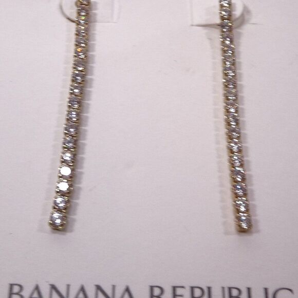 Banana Republic CZ Tennis string Drop earrings NWT 48 - Picture 1 of 3